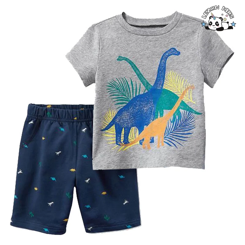 LEZONKIDS - Conjunto de camiseta infantil de verão, roupa de bebê tecida com desenho animado com 2T